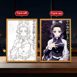 Anime ánh sáng ban đêm <span class=keywords><strong>LED</strong></span> sơn thiết kế với 3 màu sắc gỗ khung ảnh đèn cho phòng ngủ trang trí nội thất khung ảnh với ánh sáng <span class=keywords><strong>LED</strong></span> - Product Image 3