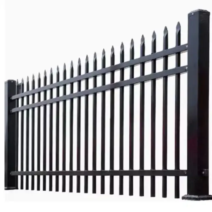 Chất lượng cao hàng rào kim loại tấm vườn các tòa nhà hình ống hàng rào đen kim loại picket sắt hàng rào wrought gửi từ Trung Quốc