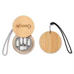 环保竹充电储物盒多USB C至C 60w充电适配器电缆套件 - Product Image 1