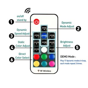 Rf Wireless RGB führte Controller DC5-24V 17 Key Remote Mini LED Controller - Product Image 2