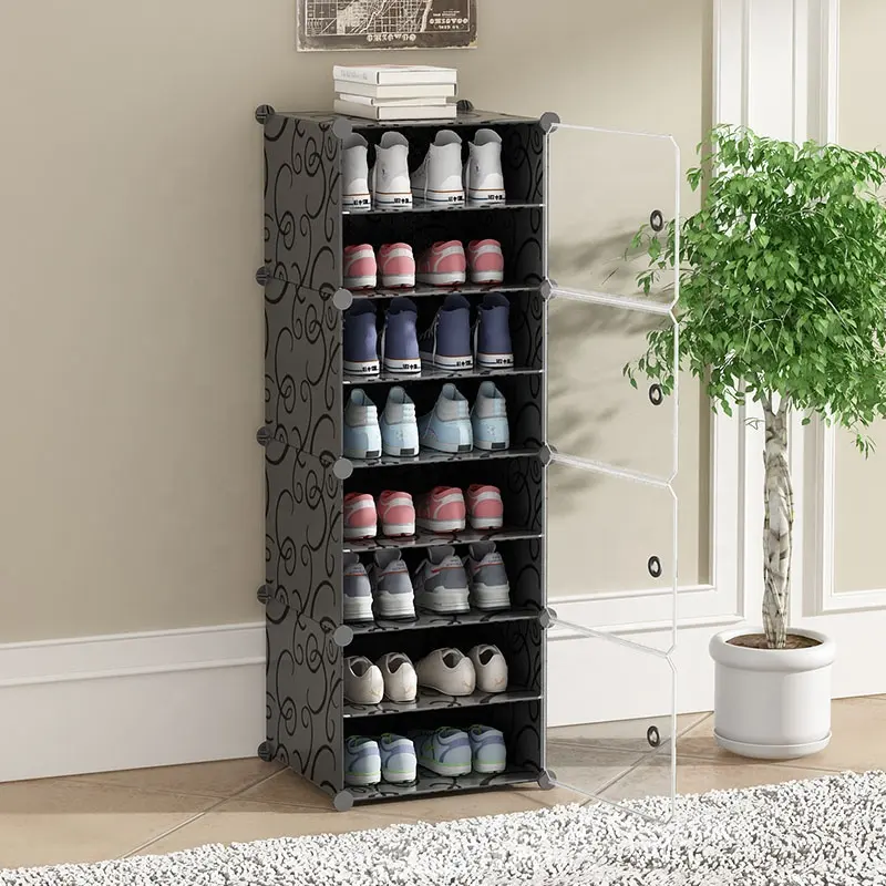 Rack organizador de sapatos dobrável, 8 tamanhos, com poeira, porta, armário, armazenamento, sapato, prateleira de sapato, plástico