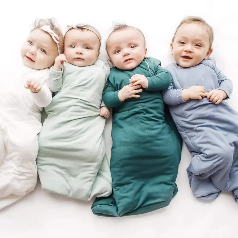 Mantas elásticas transpirables de muselina de rayón de bambú para bebé, bolsas de dormir, colcha