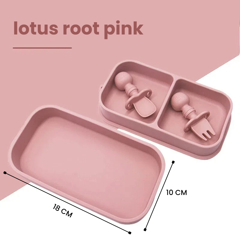 Pink Lunch Box + Silicone Fork and Spoon