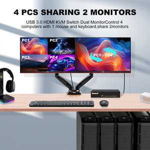 JideTech HDMI多查看器开关4x2 4K @ 30Hz USB 3.0，适用于KVM开关4台计算机2台显示器，支持四路 - Product Image 6