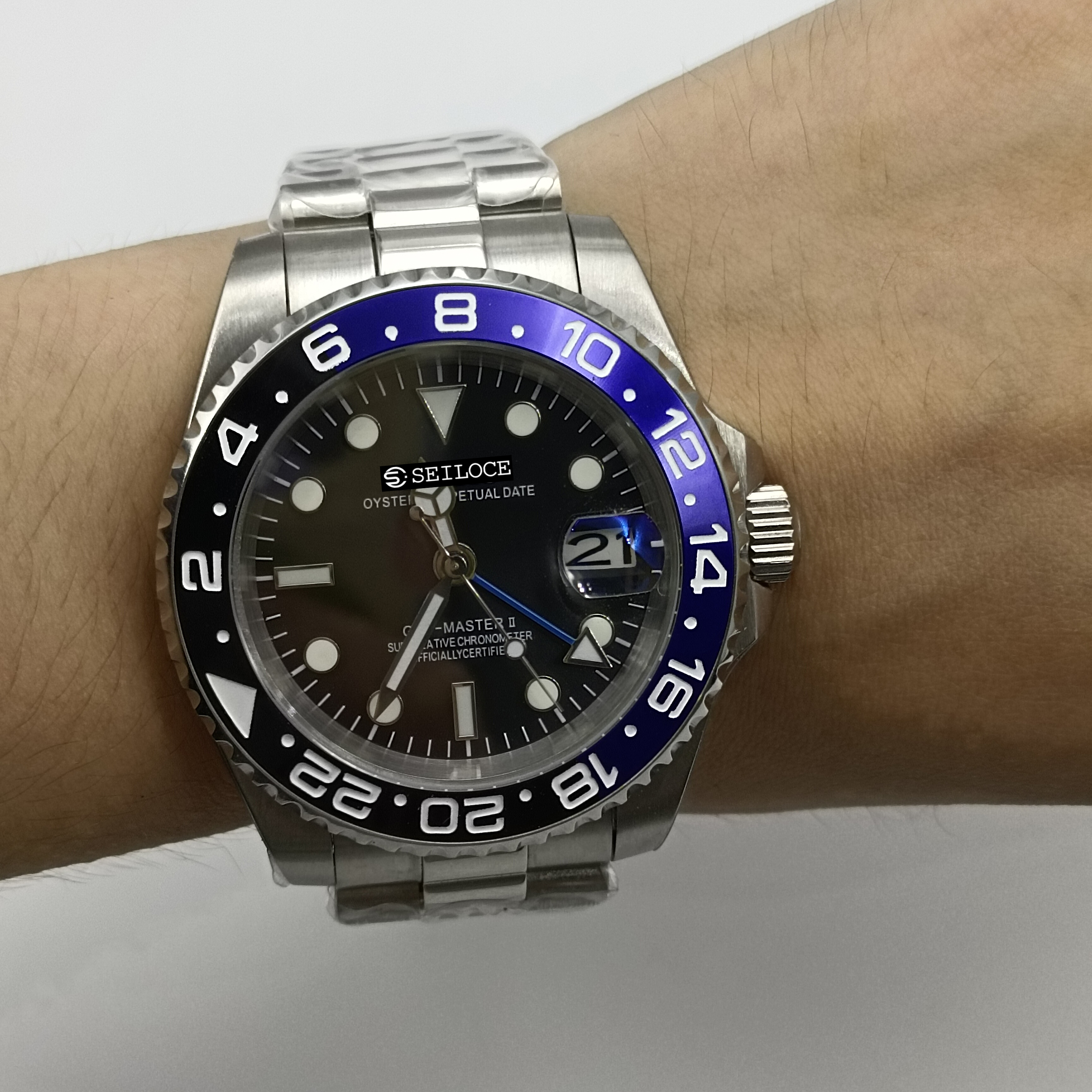 Silver Case+Black Dial+Blue