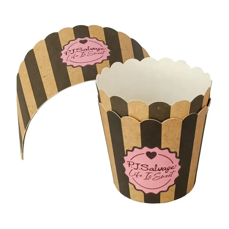 Papelão cupcake logotipo personalizado design impressão fábrica fornecedor mini bolo recipiente forte rígido bolo titular casamento papel bolo copo