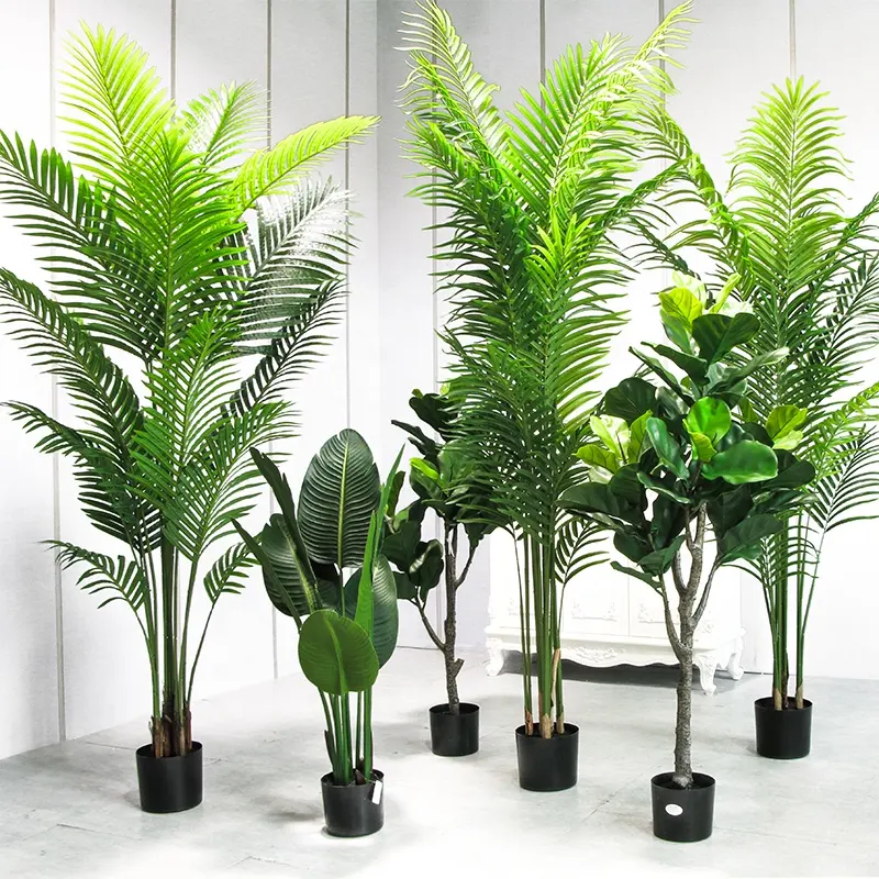 Plantas artificiais para decoração de casa, árvore de bonsai, vasos de plástico, plantas falsas, jardim, paisagismo, palmeira moderna e contemporânea