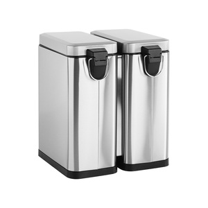 20L 2x10L Lixo de aço inoxidável <span class=keywords><strong>Bin</strong></span> retangular 2 compartimentos Indoor Foot <span class=keywords><strong>Sorting</strong></span> Lixeira para Reciclagem de Cozinha