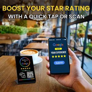 Wholesale NFC Google Review Stand Card Tap to Share ABS PVC Waterproof Programable QR <strong>Code</strong> Printed Cheap Google Review NFC Stand - Product Image 4