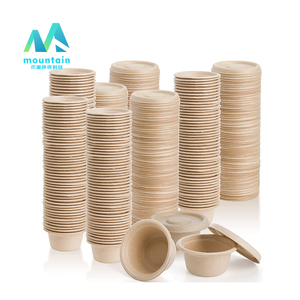 Özel şeker kamışı küspe küçük fincan <span class=keywords><strong>2</strong></span> <span class=keywords><strong>oz</strong></span> tek bagasse gıda konteyner biyobozunur kağıt sos kapaklı bardak