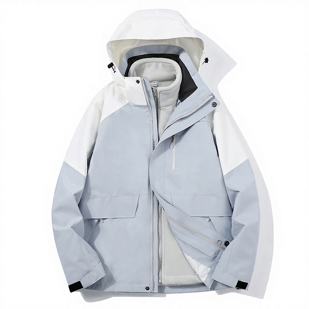 Women's Light Blue & White Color Block