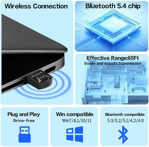 Adaptador USB Bluetooth 5,4 Dongle para PC, altavoz, ratón inalámbrico, teclado, música, receptor de Audio, transmisor, Plug and Play - Product Image 5