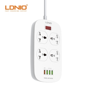 LDNIO SC4407 presa elettrica a 4 vie con caricatore USB a 4 porte ricarica rapida cavo di prolunga da 2m / 6 piedi presa multipla - Product Image 5