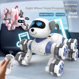 Özelleştirilmiş dil sekiz tekerlekli dublör Robot köpek yeni akıllı çift kontrol elektronik Pet oyuncak ses programlama için uzaktan kumanda