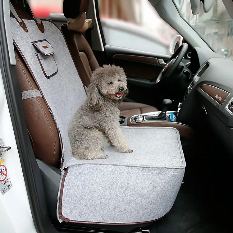 Portable foldable felt material pet dog car seat protector basket pet front seat cover