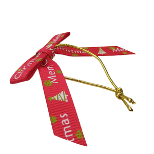 Handmade <strong>Custom</strong> Printed Grosgrain <strong>Bow</strong> for Christmas and Valentine's Day Decor with <strong>Elastic</strong> <strong>Loop</strong> for Easy Attachment - Product Image 2