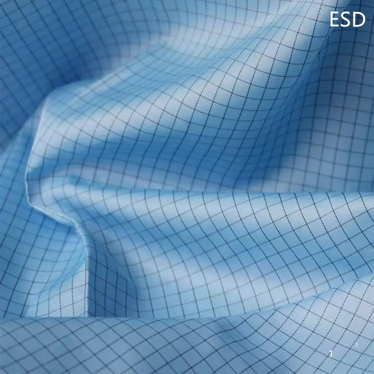 2023 Tecido condutora Stretchable do monofilamento do poliéster do ESD Anti estático do sarja do algodão do ESD