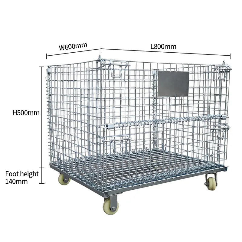 Foldable Galvanized Wire Mesh Storage Cage Cargo & Storage Equipment Wire Container