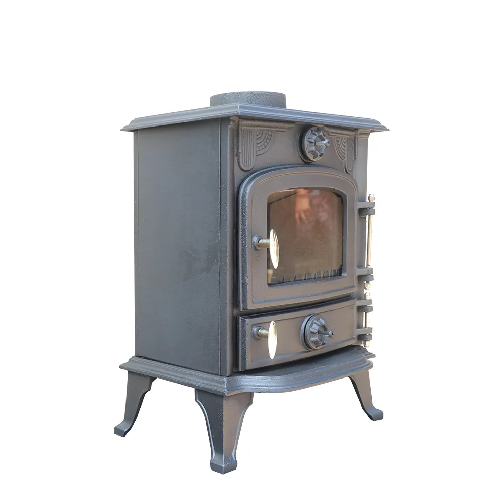 Moderna chimenea de leña para interiores 8kw estufa de leña de hierro fundido