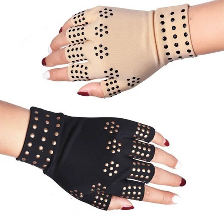 Siliconen Anti-Slip Handschoenen Magnetische Dot Anti-Artritis Druk Halve Vinger Handschoenen Outdoor Fietsen Sporthandschoenen