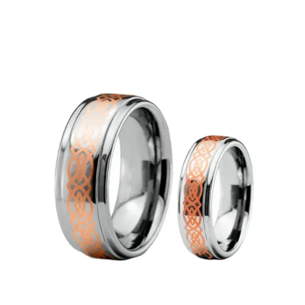 Anelli di tungsteno con nodo celtico, design unico coppia anelli per matrimoni e fidanzamento tungsteno anelli gioielli