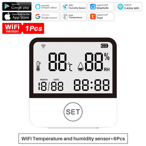 Tuya multifunción Digital LCD inalámbrico Wifi temperatura humedad Sensor para Smart Home - Product Image 6