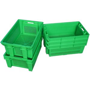 Mesh Style Vegetable <strong>Nest</strong> <strong>Stack</strong> Vented Plastic Baskets Logistics Transportation <strong>Crates</strong> for Fruit Vegetable for Storage Shipping - Product Image 1