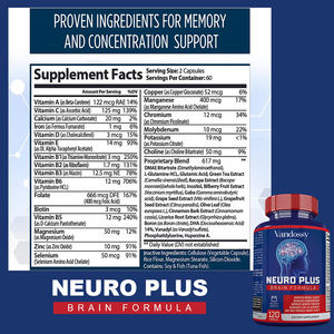 Cao cấp tự nhiên não sức khỏe công thức tăng cường bộ nhớ tập trung Hỗ trợ nhận thức nootropic não bổ sung vitamin B6 B12 người lớn - Product Image 5