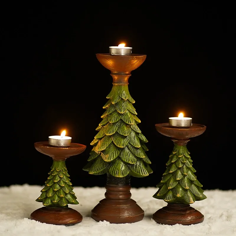 Portavelas de árbol de Navidad para decoración del hogar, luz de Navidad para decoración de vacaciones, 2022