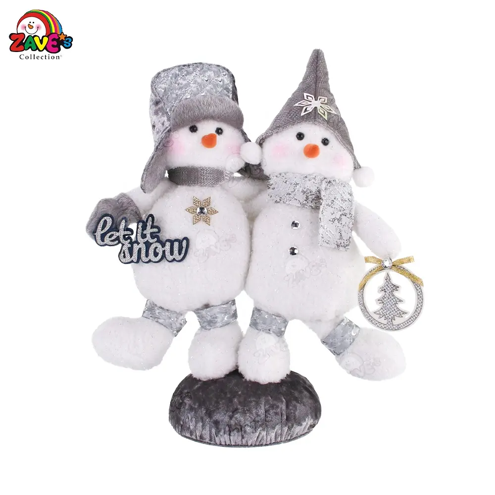 Zaves grigio argento doppio pupazzo di neve con cappelli simpatici peluche per bambole a casa hotel decorazione in stile lusso forniture invernali