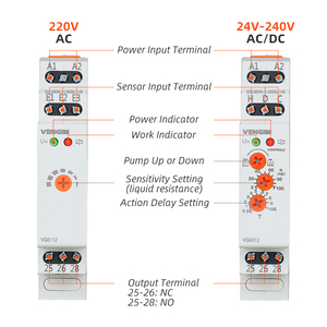 Din Rail relè di controllo del livello del liquido AC 220V DC 24V regolatore del livello dell'acqua interruttore a galleggiante del serbatoio del liquido rilevatore del livello del liquido - Product Image 2