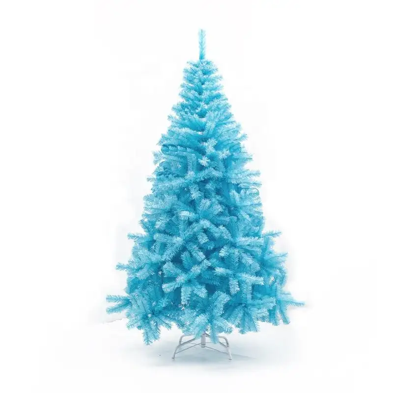 Árbol de Navidad azul Abeto artificial Árbol de Navidad con bisagras con soporte de metal para interiores y exteriores