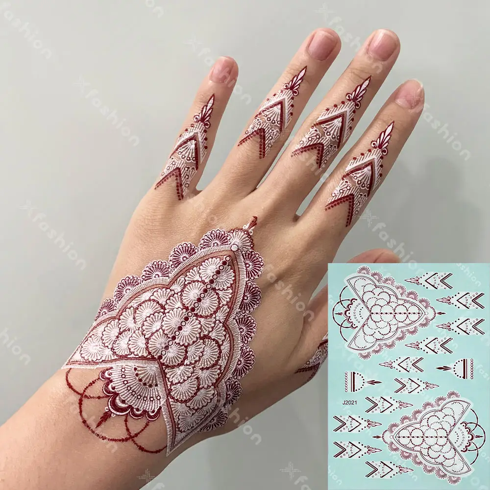 Kunden spezifische Hochzeit Körper weiß braun temporäre Tattoo Aufkleber Henna Designs Henna Tattoo Aufkleber