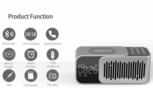Altavoz de carga inalámbrico Hi-Fi multifuncional 8 en 1 6W con reloj despertador con luz nocturna LED Salida de Puerto tipo C de FM 10W - Product Image 5