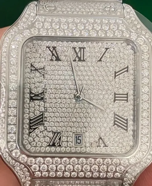 Di lusso in acciaio inossidabile ghiacciato con diamanti e zirconi Custom diamante passato Tester 925 argento ghiacciato VVS Moissanite orologio da uomo