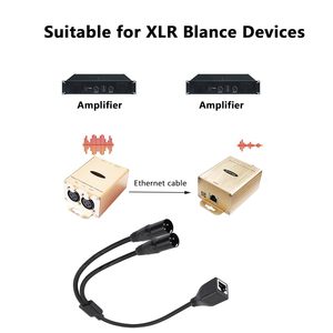 Dual XLR 3pin nam RJ45 Nữ adapter cáp Nylon RJ45 nữ kép DMX XLR 3pin nữ cáp mở rộng cho Cat5 Ethernet - Product Image 5