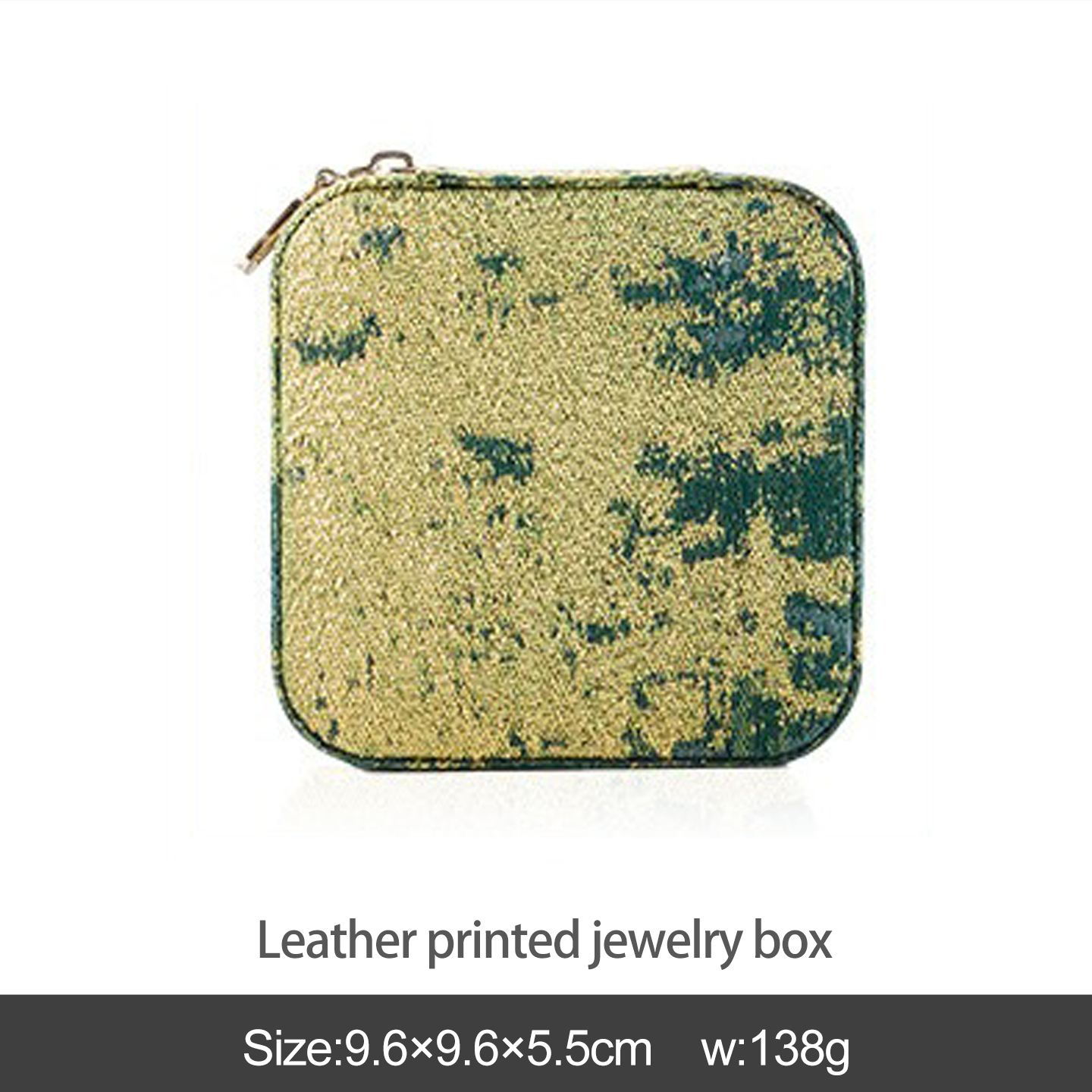 boîte à bijoux imprimée en cuir vert