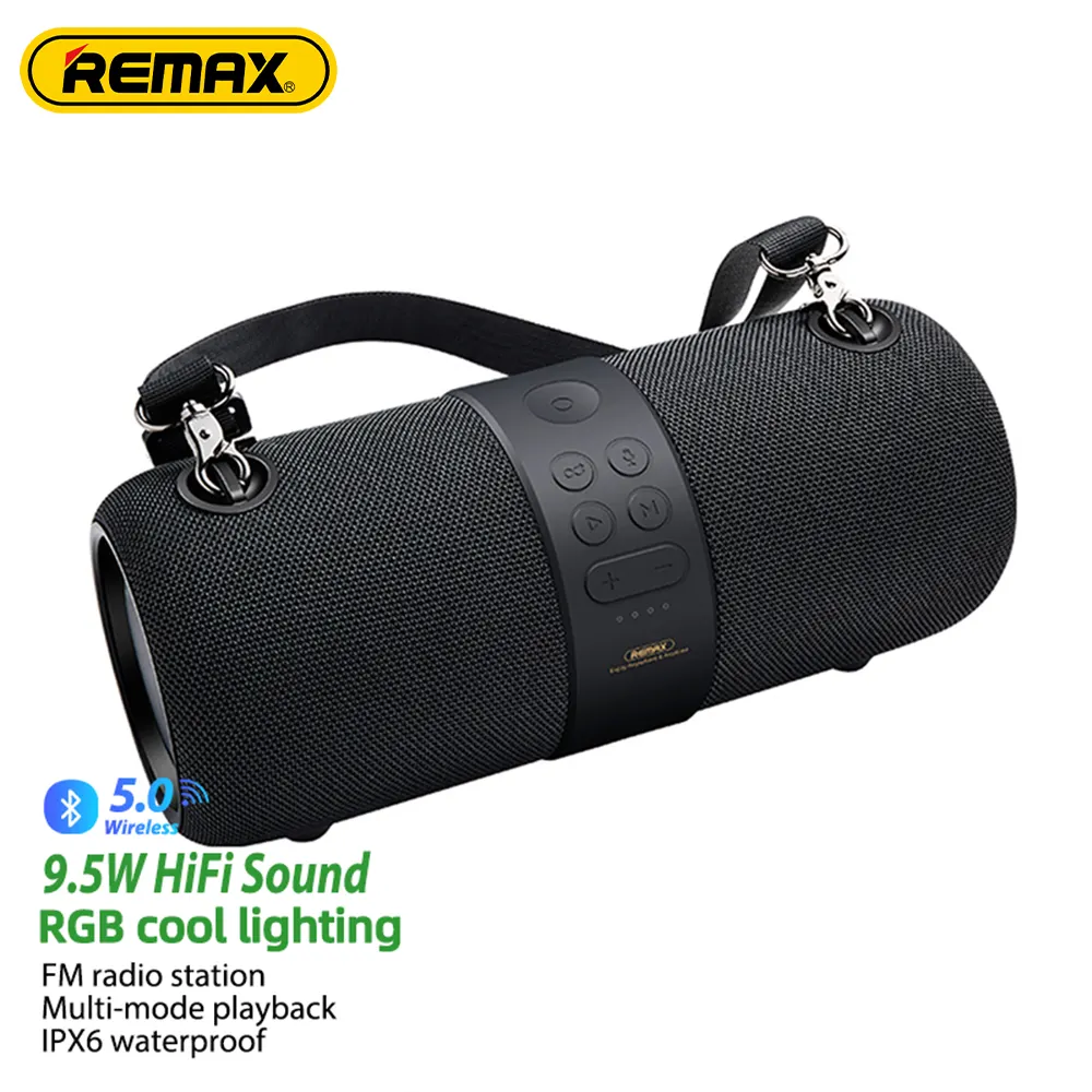 Remax caixa de som RB-M55 usb/tf/aux, alto-falante wireless com graves fortes, portátil, subwoofer para home theater, festas, estéreo, bluetooth, uso externo