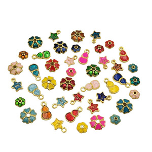 Lutin khay hoa nhỏ giọt dầu nhiều màu, bầu, phụ kiện ngôi sao, cloisonne blued, vòng đeo tay tự làm, đính cườm và strun - Product Image 4