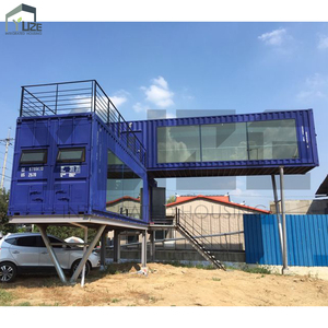 Contenedor amarillo negro de dos pisos, espacio de oficina con fachada de vidrio, aire acondicionado y estructura modular - Product Image 6