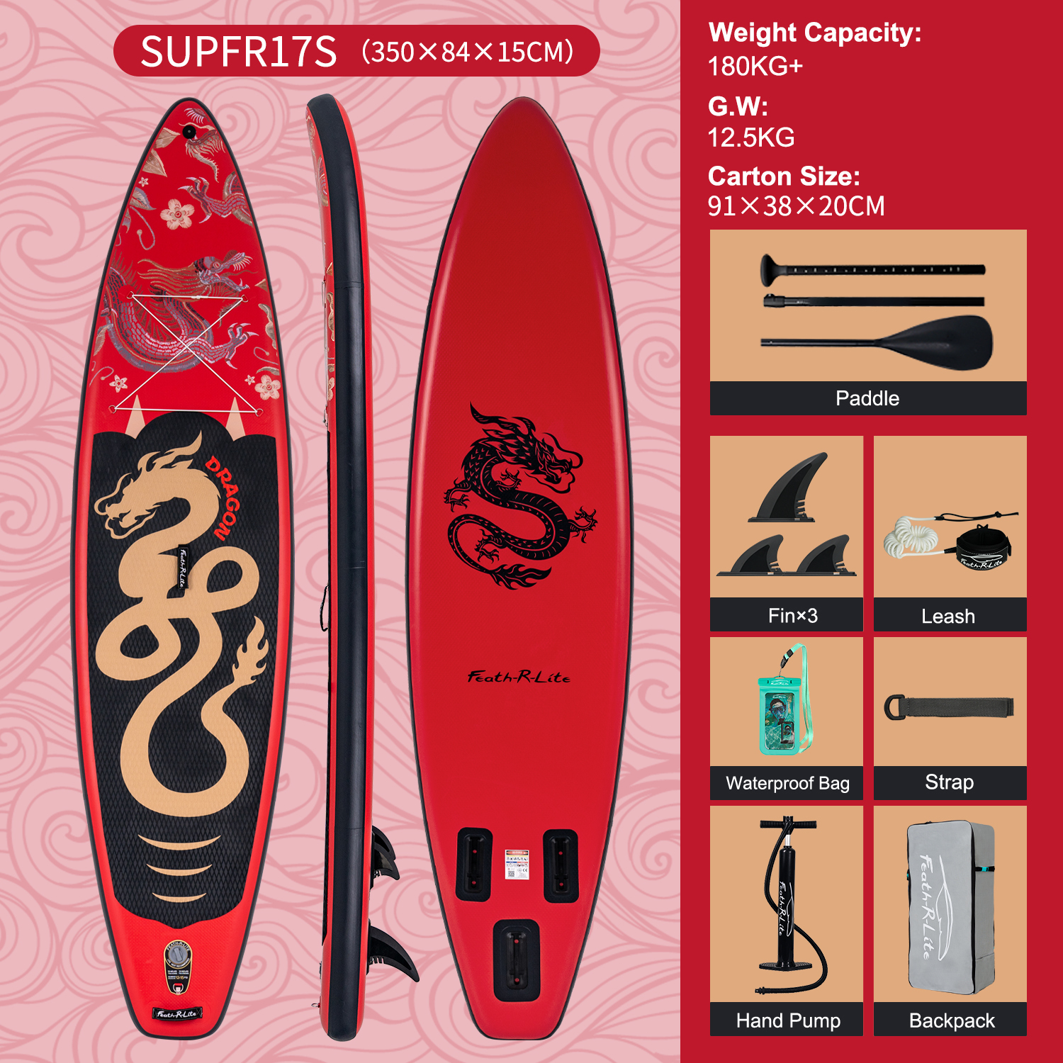 350*83*15 cm--SUPFR17S--Rosso
