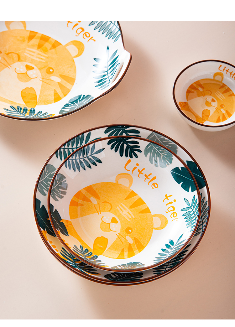 Dinner Set Plate Ceramic Porcelain Floral Tiger Design Luxury Cheap Wholesale Dishes Plates Sets Dinnerware