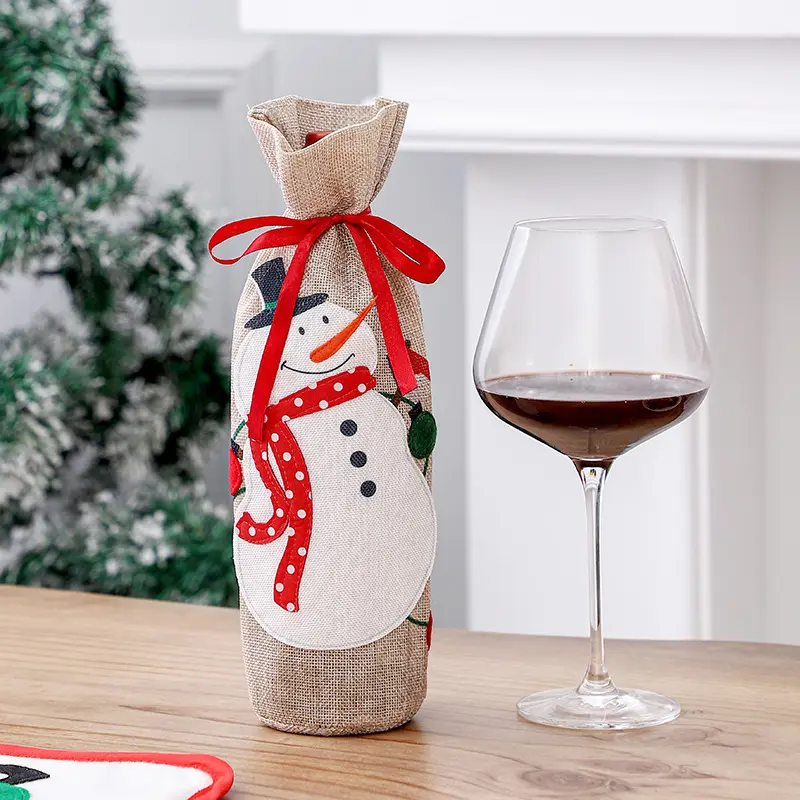 2024 sac de noël vieil homme Table bouteille de vin sac sac de vin rouge bouteille de vin ensemble décorations coffrets cadeaux fournitures de noël