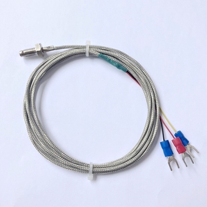 A/B级M6螺钉PT100型温度传感器，带SS编织电缆3根线 - Product Image 1