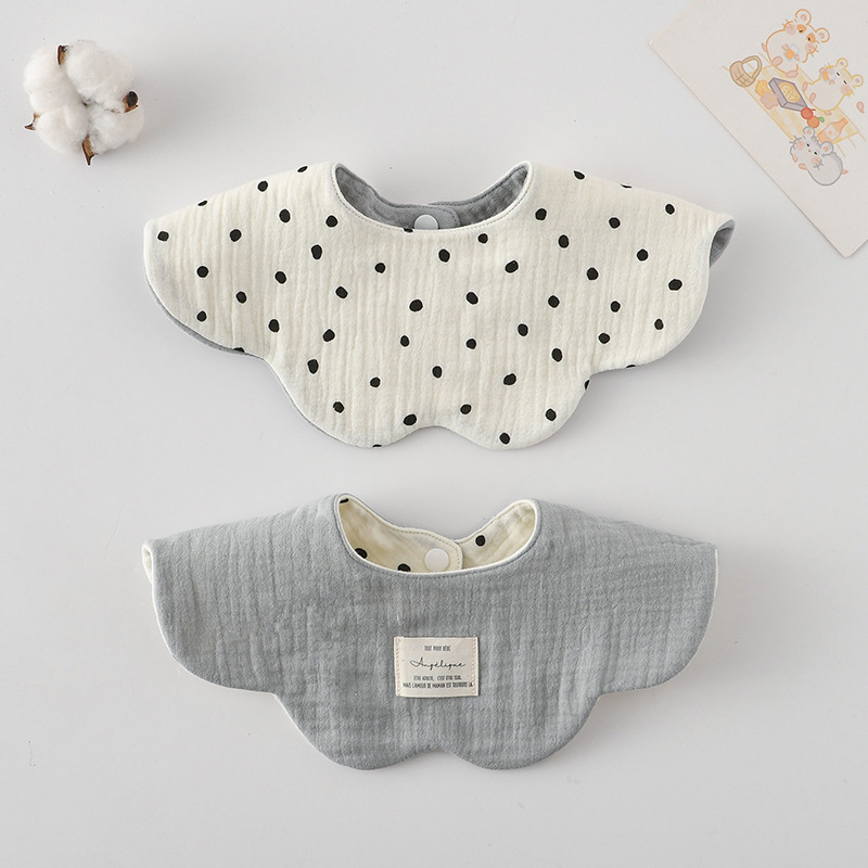 Double-sided petal circumference large wave dot gray