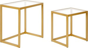 Modern Luxury Style 2 <strong>Rectangular</strong> Metal Side <strong>Tables</strong> Easy Assembly <strong>Nest</strong> <strong>Tables</strong> Home Noisy-Free Dining Living Room Coffee <strong>Tables</strong> - Product Image 4