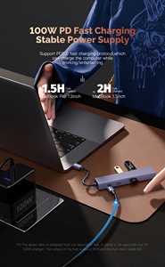 2025铝合金6合1 USB C集线器，紧凑型设计USB C RJ45以太网集线器，带4K60Hz HDMI适配器