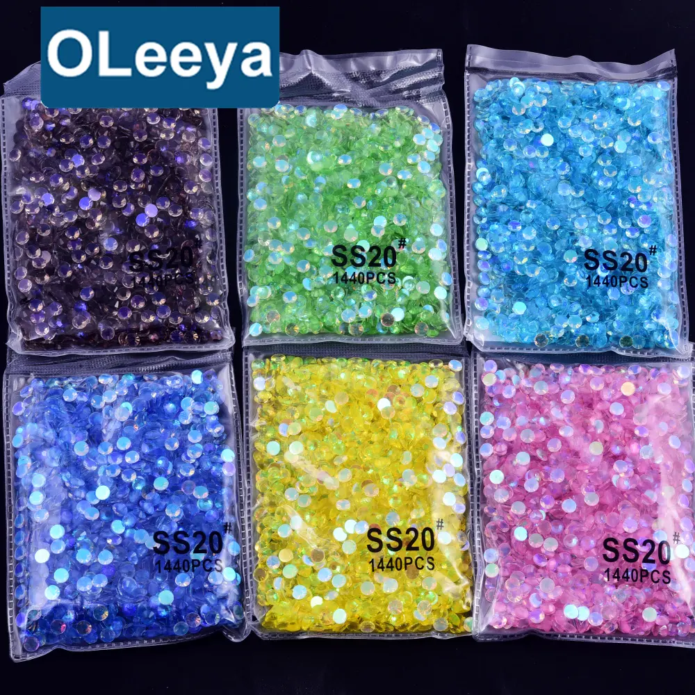 Oleeya Aurora Series, venta al por mayor a granel, 12 diamantes de imitación de calidad de vidrio cortado, cristales, Gema trasera plana, diamantes de imitación para dientes de vaso DIY