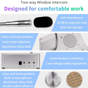 El servicio de mostrador de ventana de interfono bidireccional se puede conectar al sistema de intercomunicación de Banco de mostrador de micrófono inalámbrico de vidrio - Product Image 3