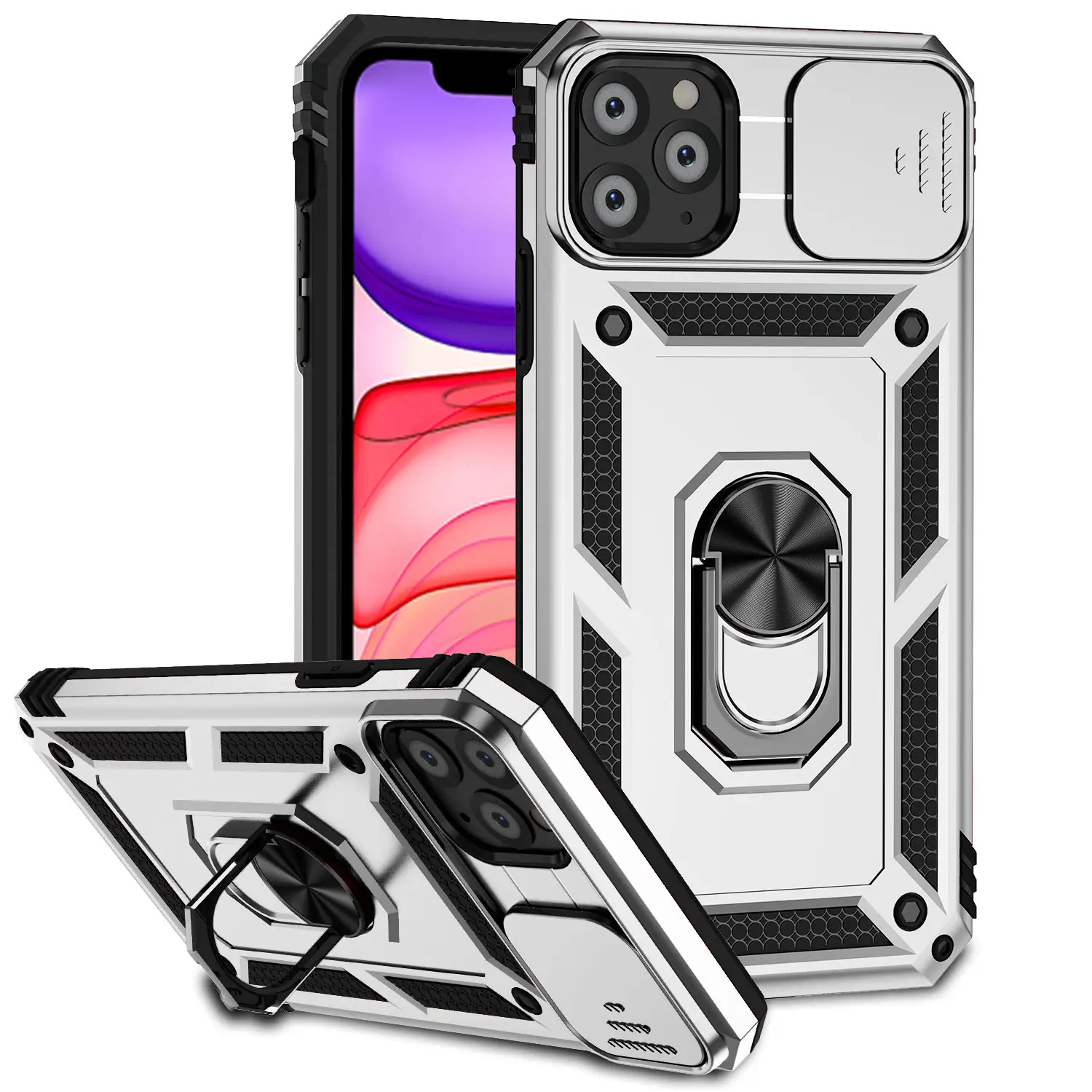 Гибридный сверхпрочный чехол с подставкой и крышкой для камеры, защита объектива, раздвижное окно для iPhone 11 Pro Max 12 13 14 SE3